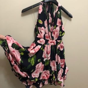 Vici Luxxel Dress Floral Roses Flouncy Halter pink
